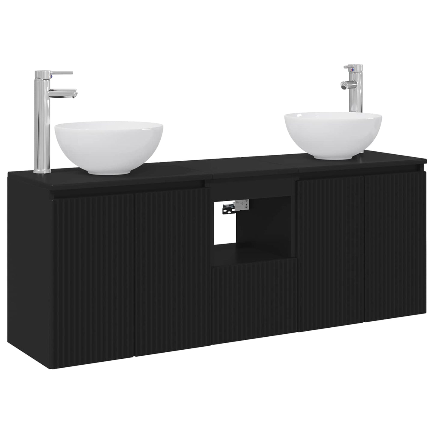 Baderomsskapsett 3 stk. Svart 49,5 x 35 x 63 cm Konstruert tre