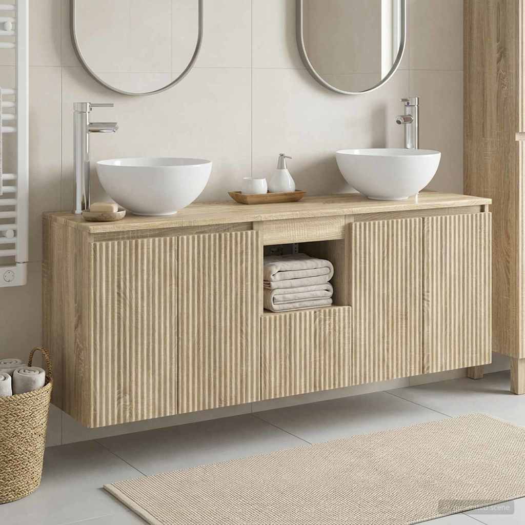 Baderomsskapsett 3 stk. Sonoma eik 49,5 x 41 x 64,5 cm