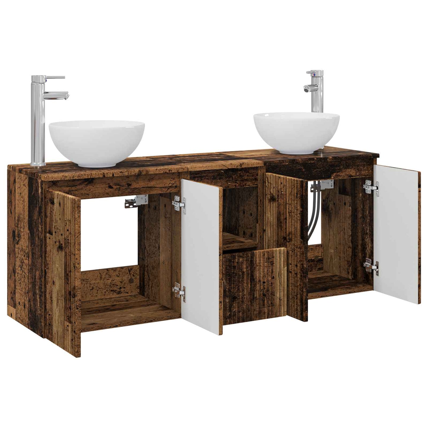 Baderomsskapsett 3 stk. Gammelt tre 49,5 x 41 x 64,5 cm
