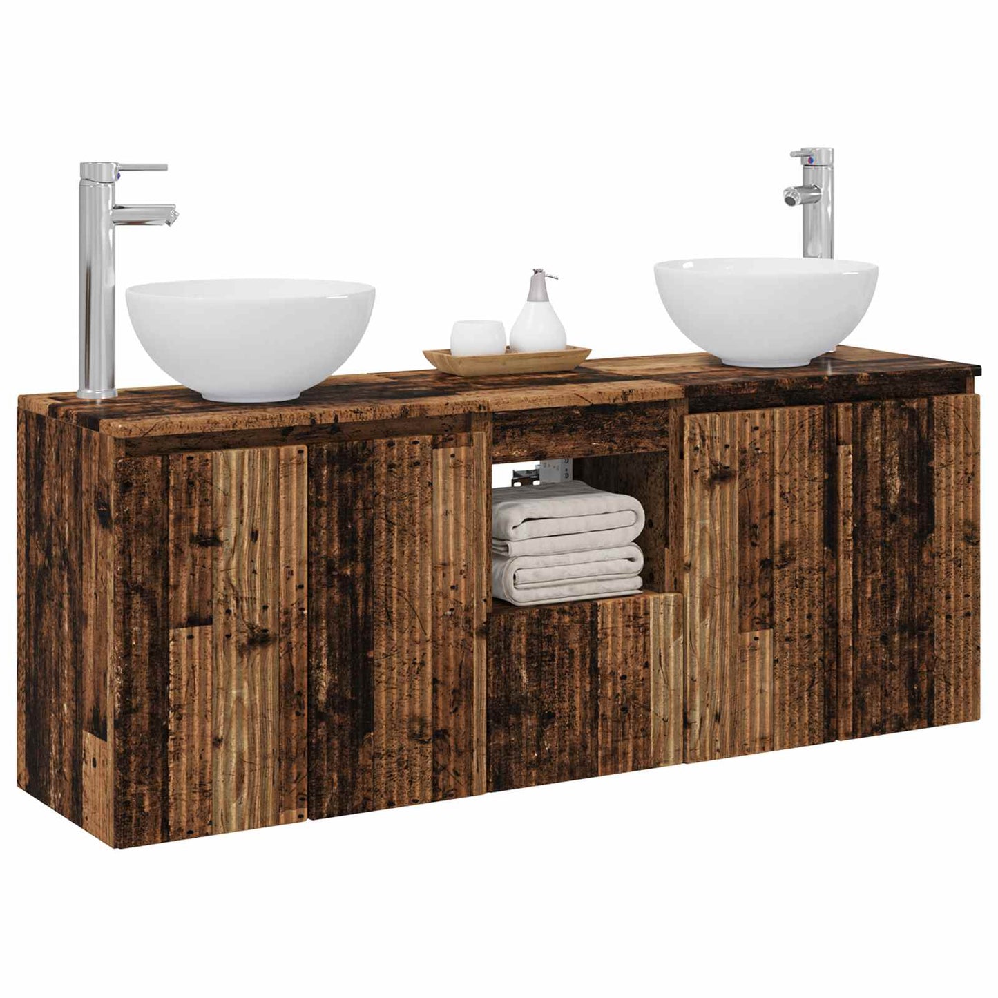 Baderomsskapsett 3 stk. Gammelt tre 49,5 x 41 x 64,5 cm