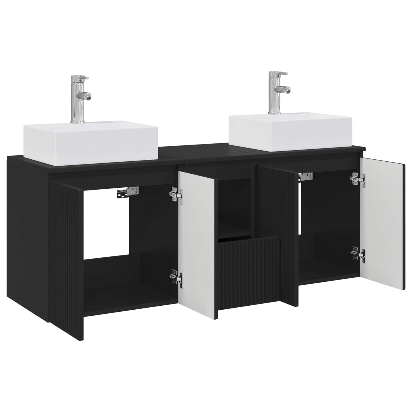 Baderomsskapsett 3 stk. Svart 49,5 x 41 x 62,5 cm