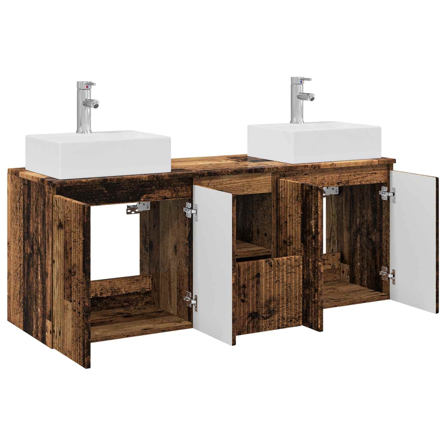 Baderomsskapsett 3 stk. Gammelt tre 49,5 x 41 x 62,5 cm