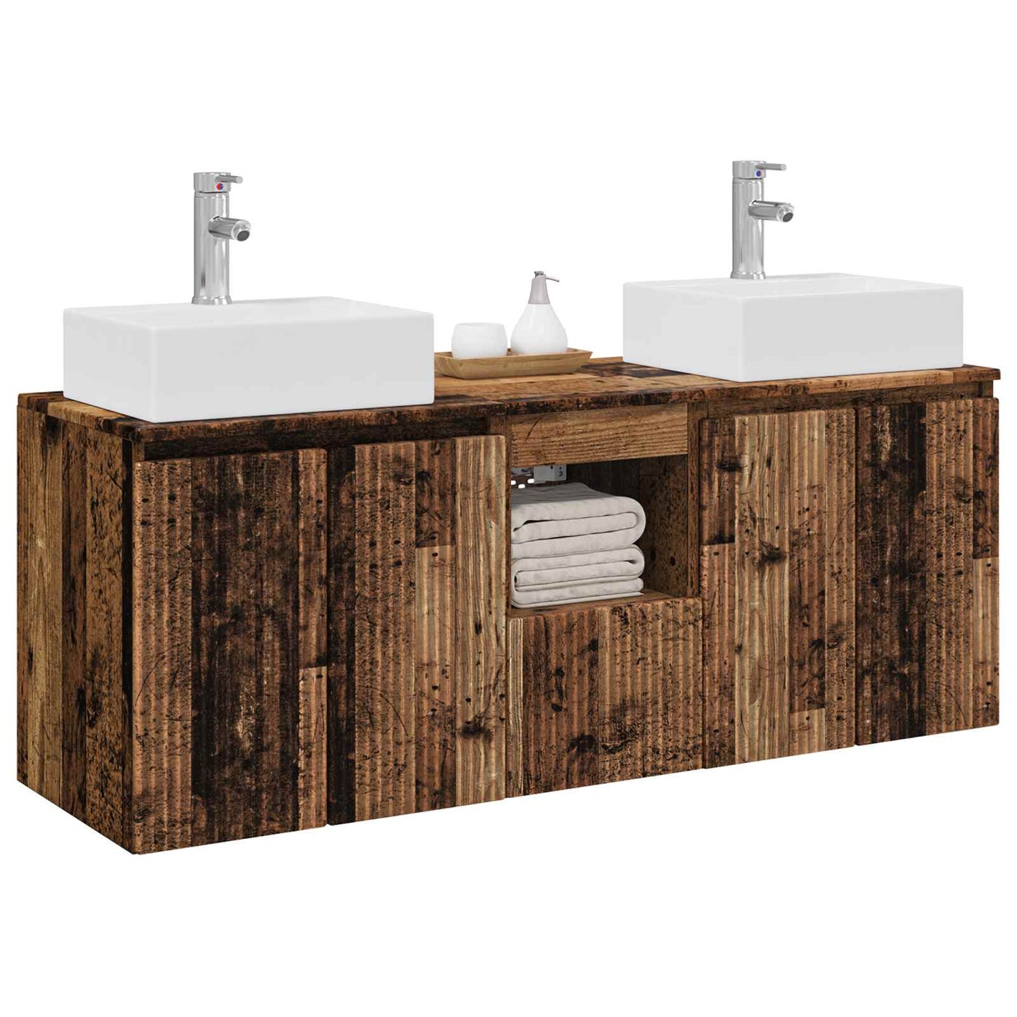Baderomsskapsett 3 stk. Gammelt tre 49,5 x 41 x 62,5 cm