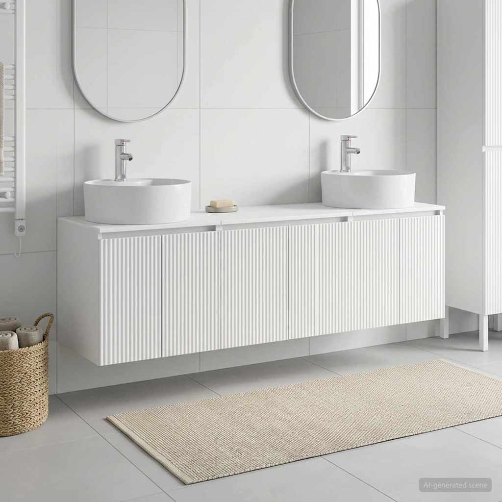 Baderomsskapsett 3 stk. Hvit 49,5 x 44,5 x 65 cm Konstruert tre