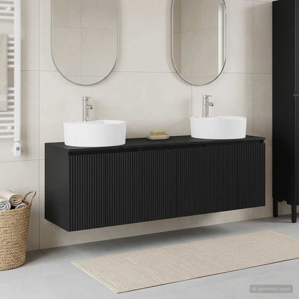 Baderomsskapsett 3 stk. Svart 49,5 x 44,5 x 65 cm