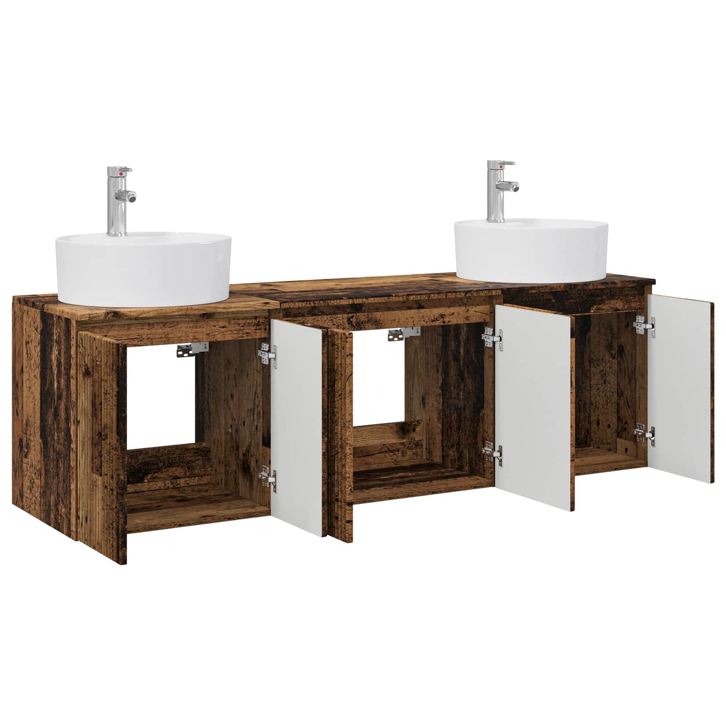Baderomsskapsett 3 stk. Gammelt tre 49,5 x 44,5 x 65 cm