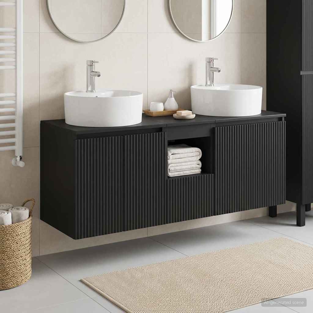 Baderomsskapsett 3 stk. Svart 49,5 x 44,5 x 65 cm