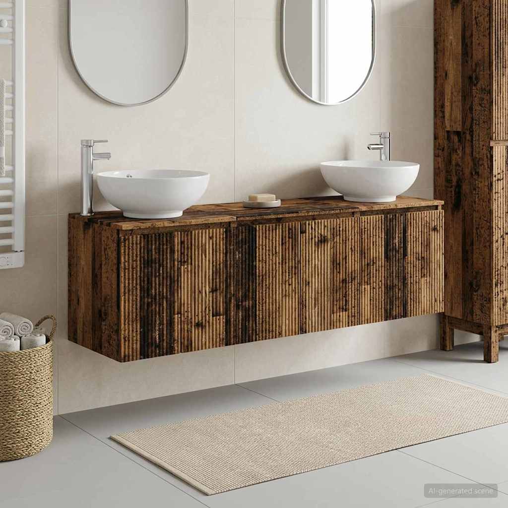 Baderomsskapsett 3 stk. Gammelt tre 49,5 x 44,5 x 65 cm