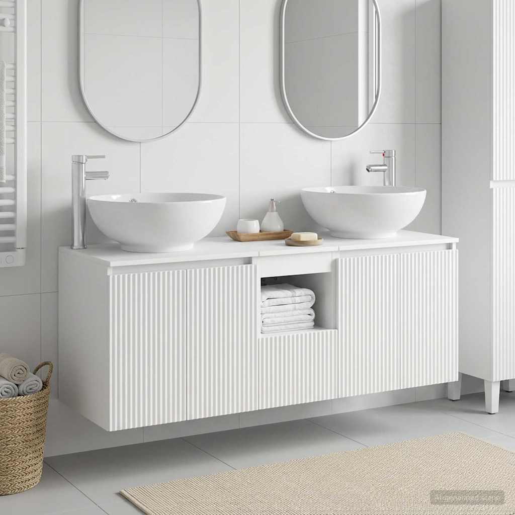 Baderomsskapsett 3 stk. Hvit 49,5 x 44,5 x 65 cm Konstruert tre