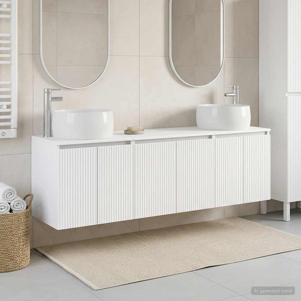 Baderomsskapsett 3 stk. Hvit 49,5 x 44,5 x 66 cm Konstruert tre