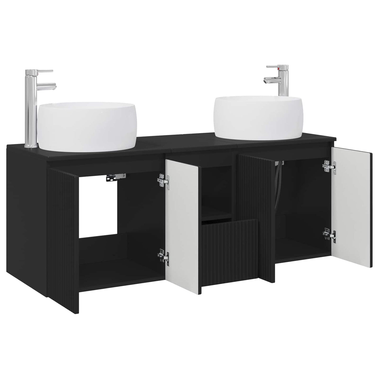 Baderomsskapsett 3 stk. Svart 49,5 x 44,5 x 66 cm