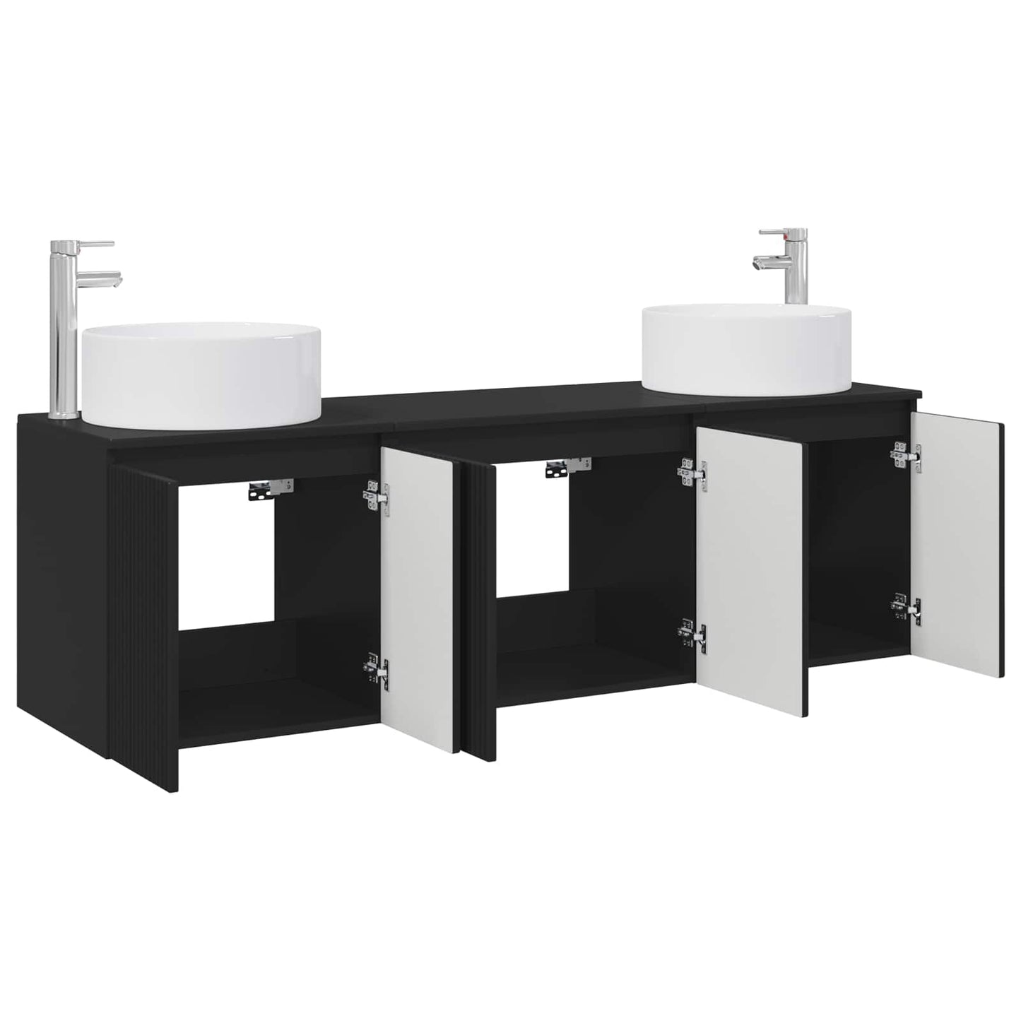 Baderomsskapsett 3 stk. Svart 49,5 x 44,5 x 65,5 cm