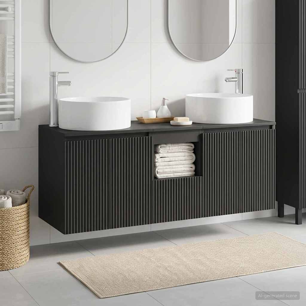 Baderomsskapsett 3 stk. Svart 49,5 x 44,5 x 65,5 cm