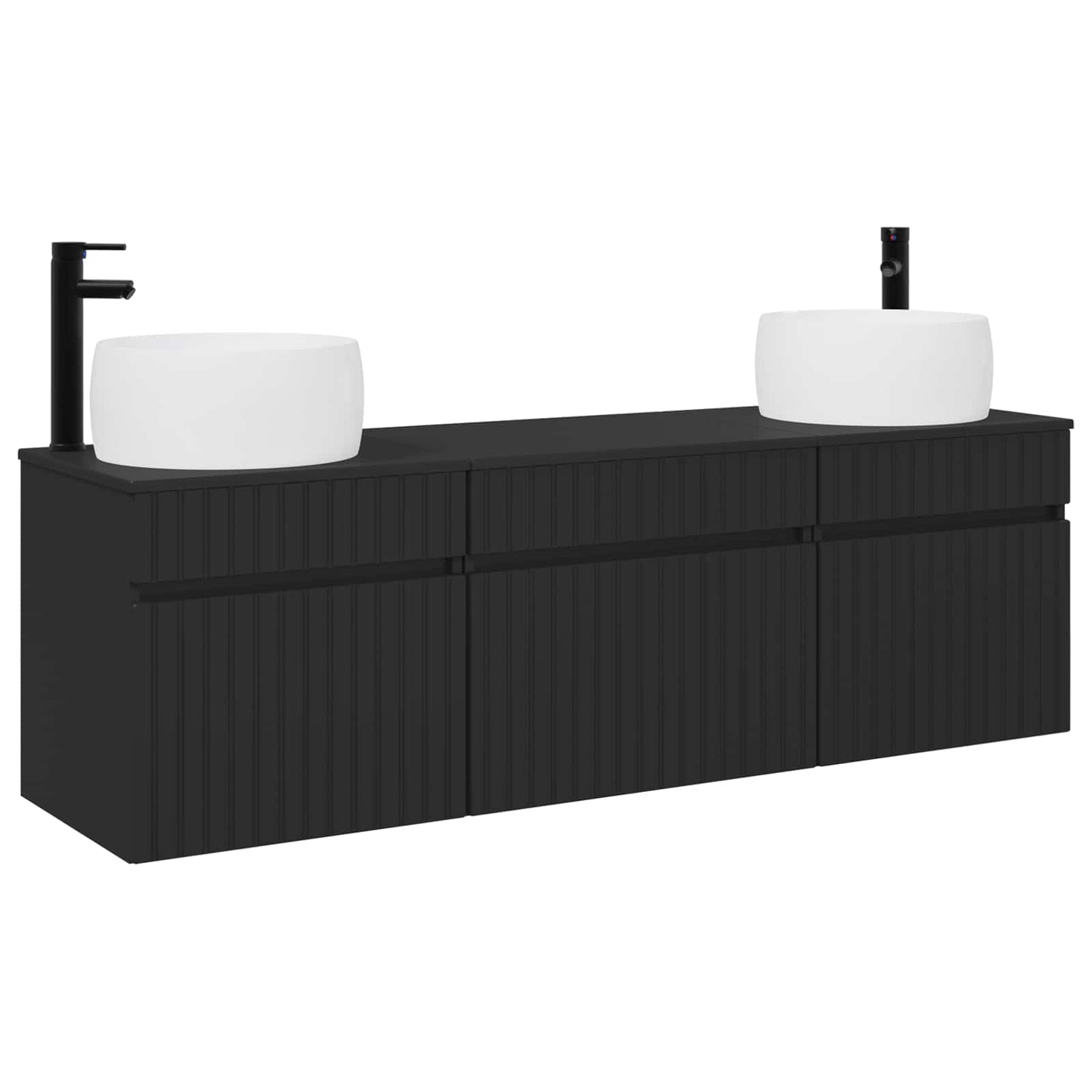 Baderomsskapsett 3 stk. Svart 49 x 44,5 x 66 cm Konstruert tre