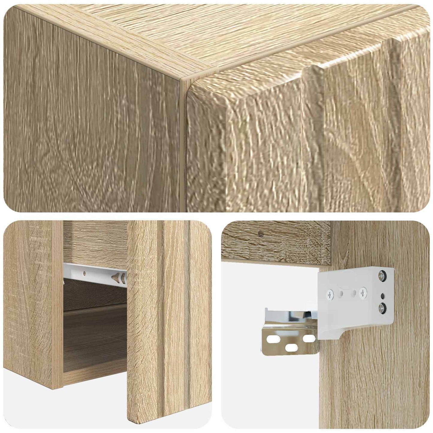 Baderomsskapsett 3 stk. Sonoma eik 49 x 44,5 x 66 cm