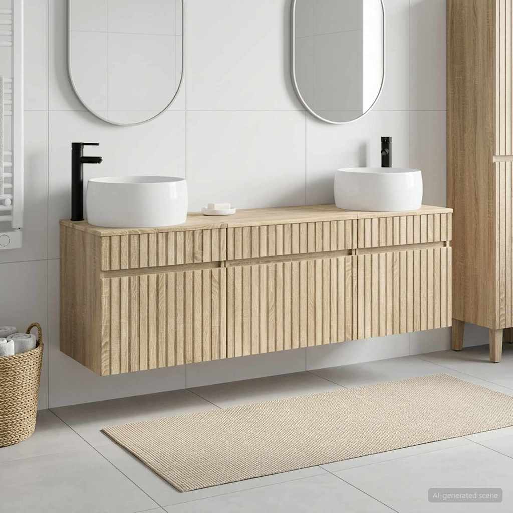 Baderomsskapsett 3 stk. Sonoma eik 49 x 44,5 x 66 cm