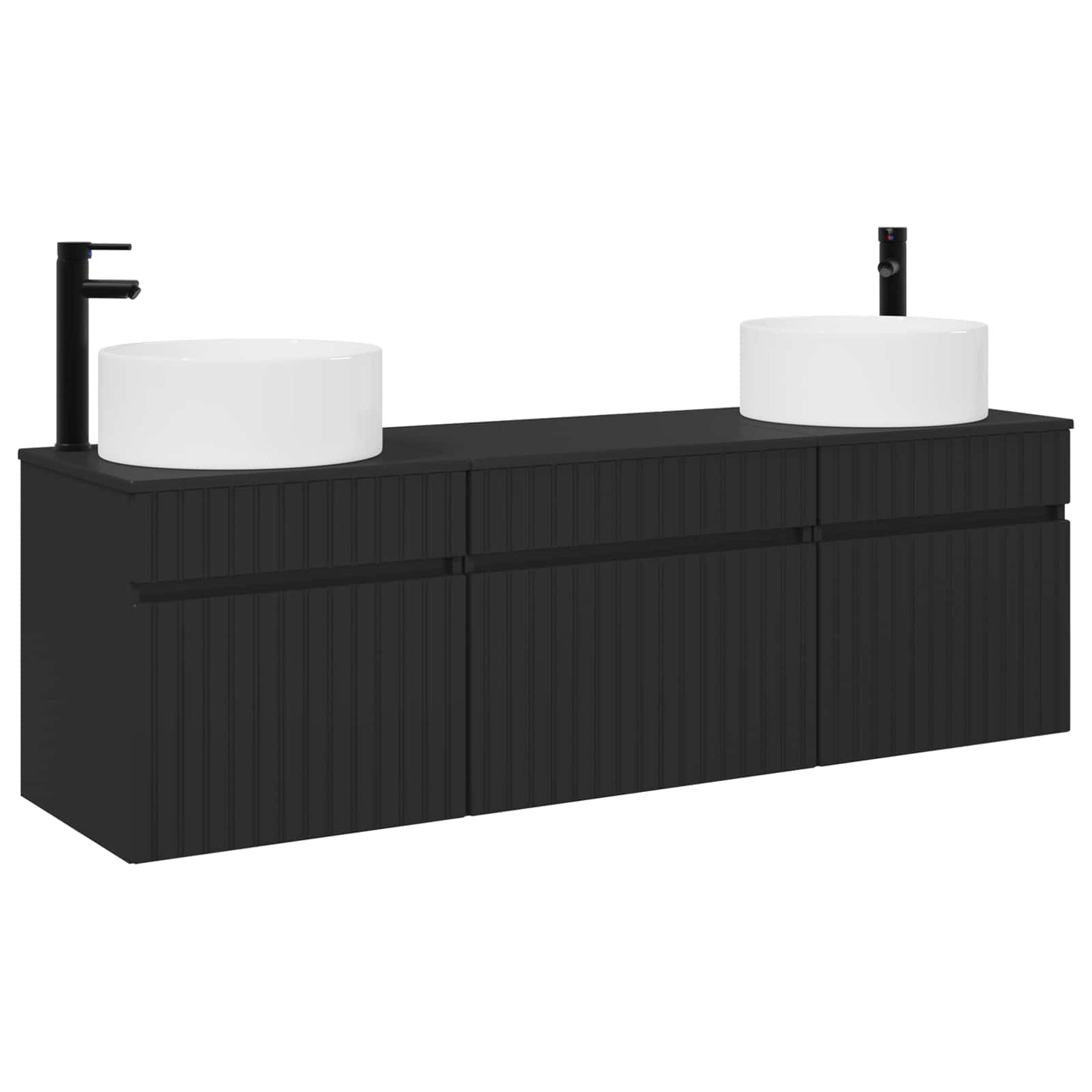 Baderomsskapsett 3 stk. Svart 49 x 44,5 x 65,5 cm