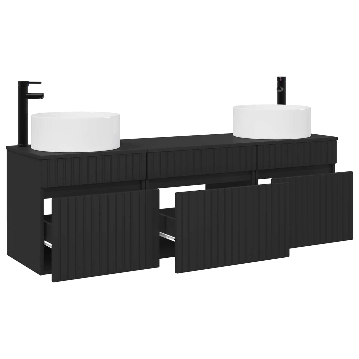 Baderomsskapsett 3 stk. Svart 49 x 44,5 x 65,5 cm