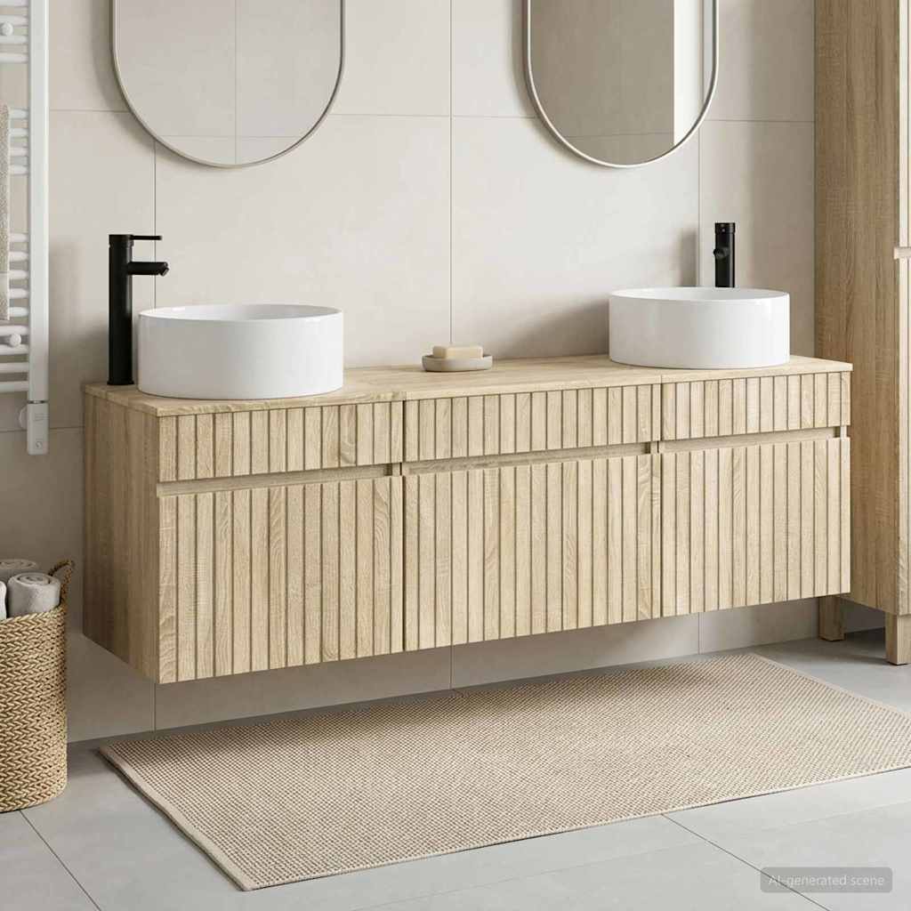Baderomsskapsett 3 stk. Sonoma eik 49 x 44,5 x 65,5 cm