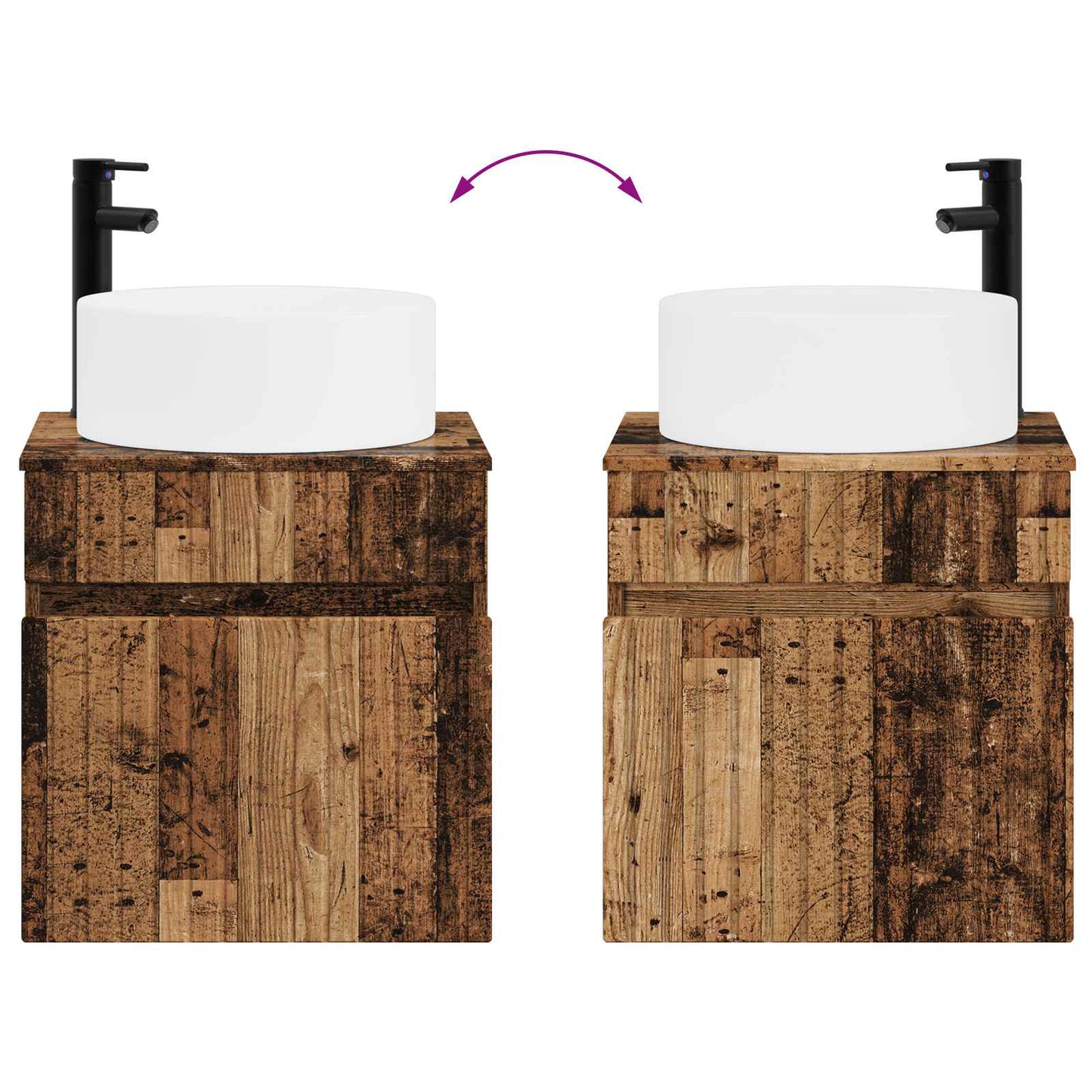 Baderomsskapsett 3 stk. Gammelt tre 49 x 44,5 x 65,5 cm