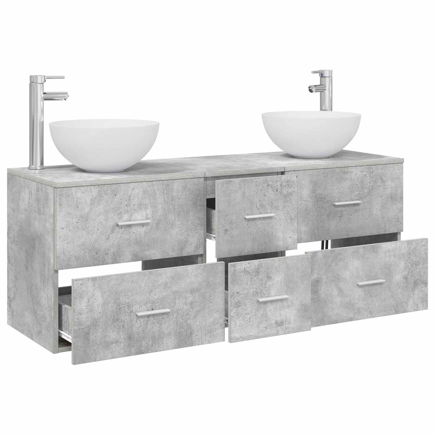 Baderomsskapsett 3 stk. Betonggrå 49,5 x 35 x 63 cm