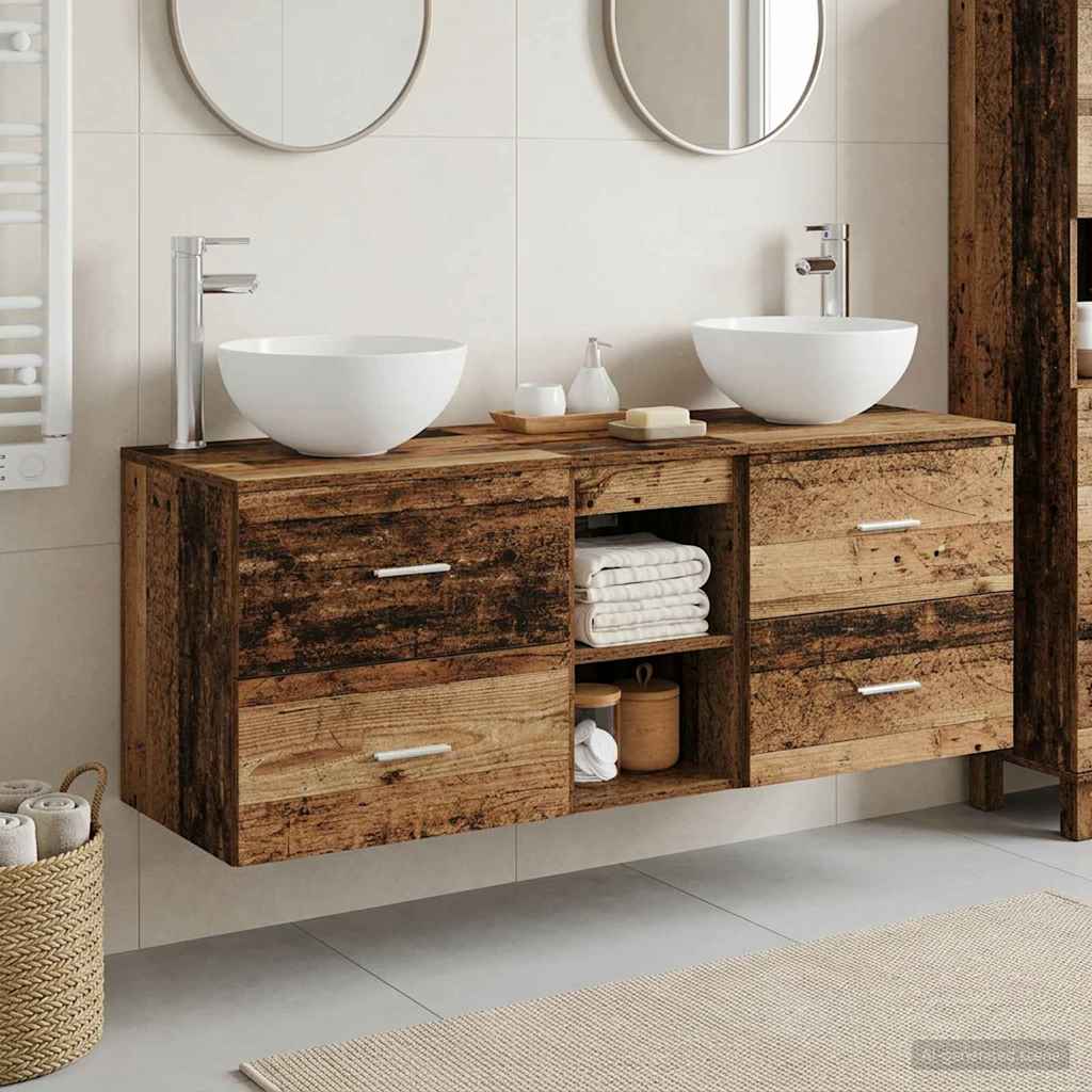 Baderomsskapsett 3 stk. Gammelt tre 49,5 x 41 x 64,5 cm