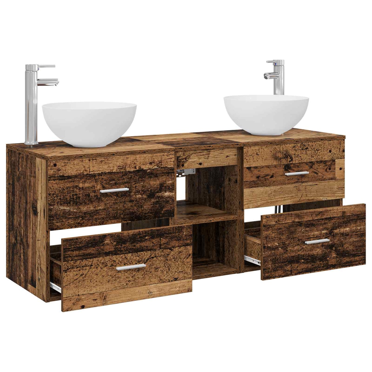 Baderomsskapsett 3 stk. Gammelt tre 49,5 x 41 x 64,5 cm