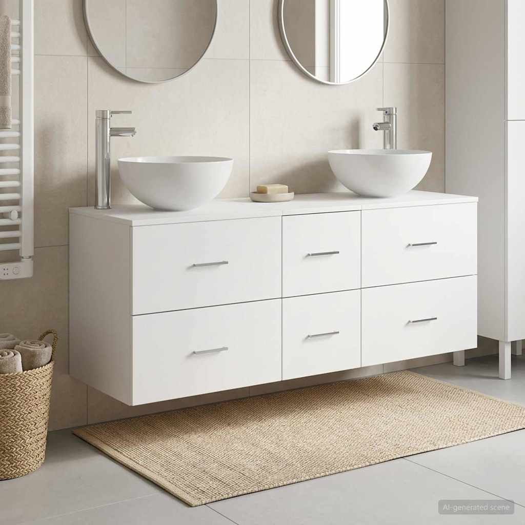 Baderomsskapsett 3 stk. Hvit 49,5 x 41 x 64,5 cm Konstruert tre