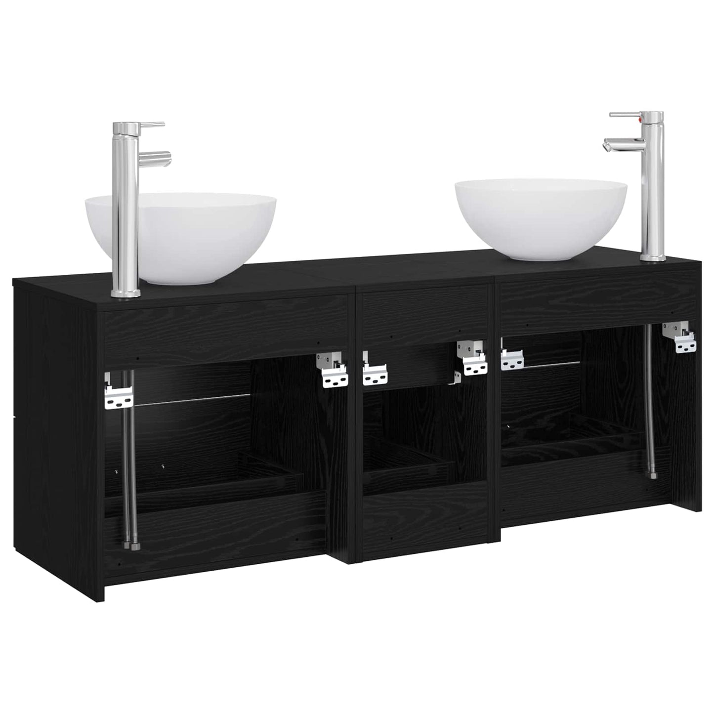 Baderomsskapsett 3 stk. Svart eik 49,5 x 41 x 64,5 cm