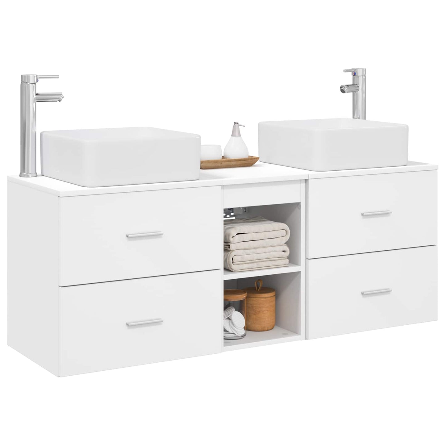 Baderomsskapsett 3 stk. Hvit 49,5 x 41 x 63 cm Konstruert tre