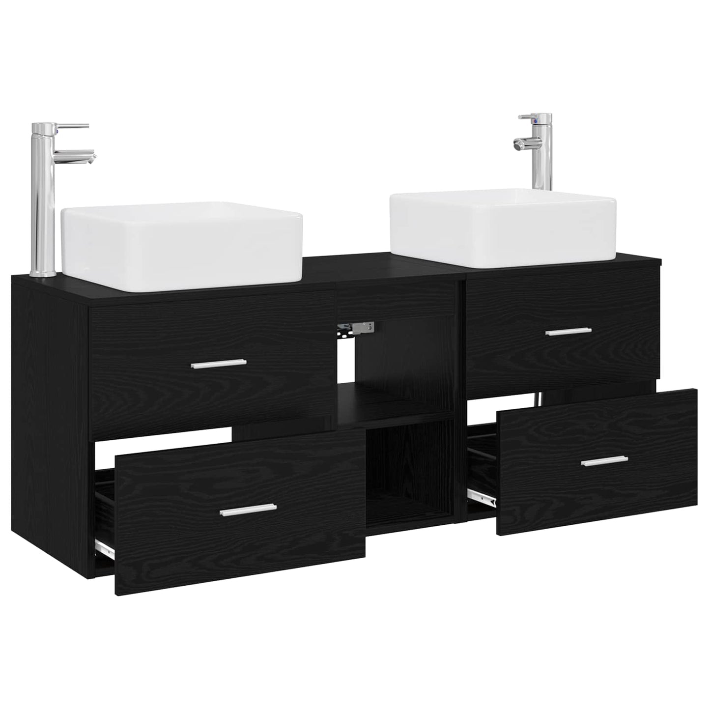 Baderomsskapsett 3 stk. Svart eik 49,5 x 41 x 63 cm