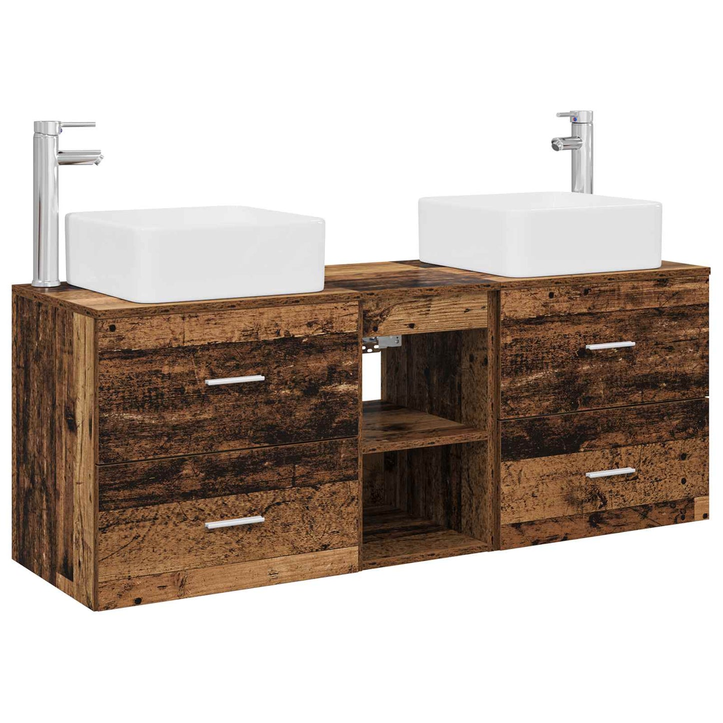 Baderomsskapsett 3 stk. Gammelt tre 49,5 x 41 x 63 cm