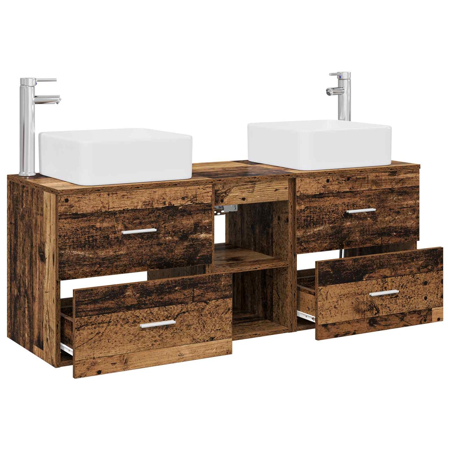 Baderomsskapsett 3 stk. Gammelt tre 49,5 x 41 x 63 cm