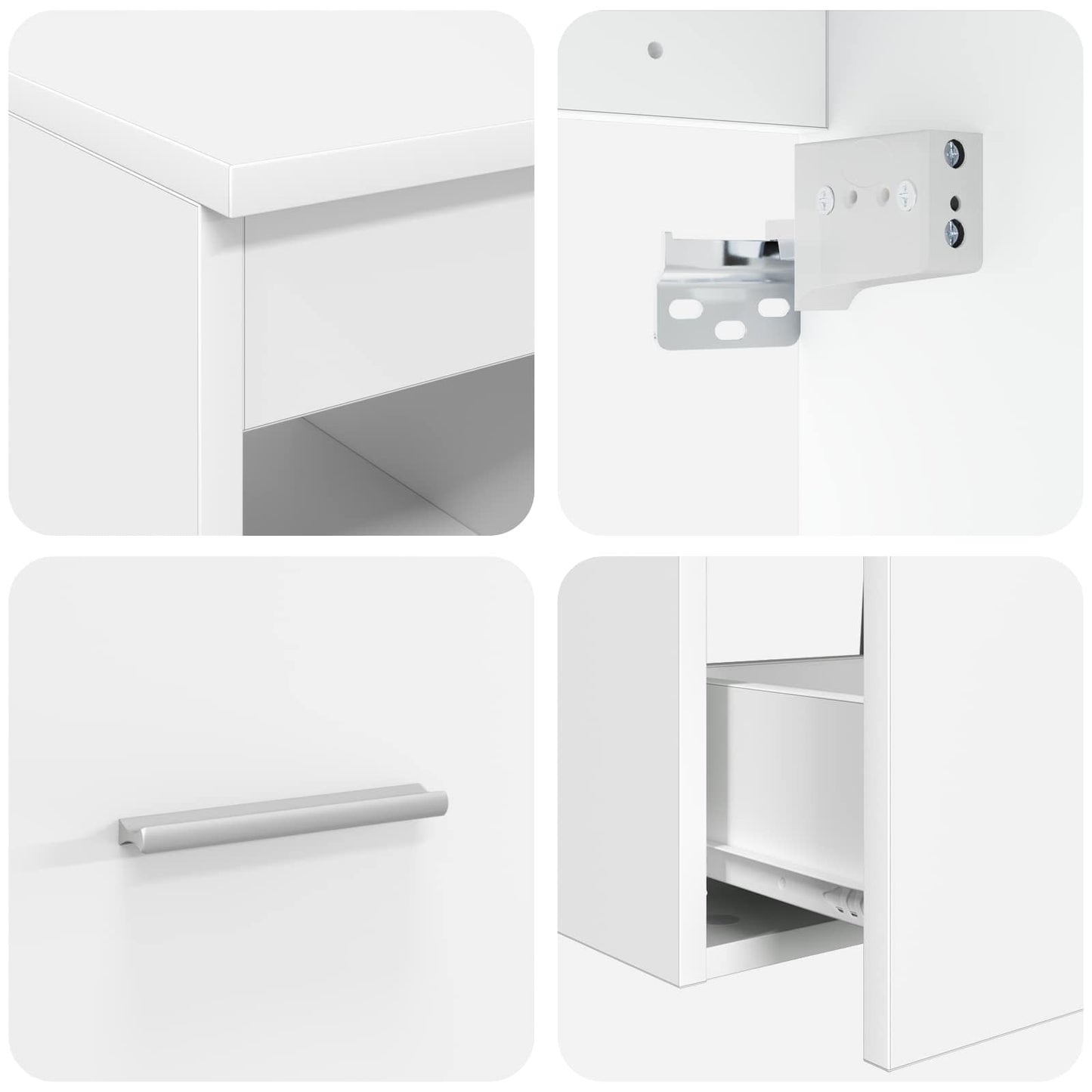 Baderomsskapsett 3 stk. Hvit 49,5 x 41 x 63 cm Konstruert tre