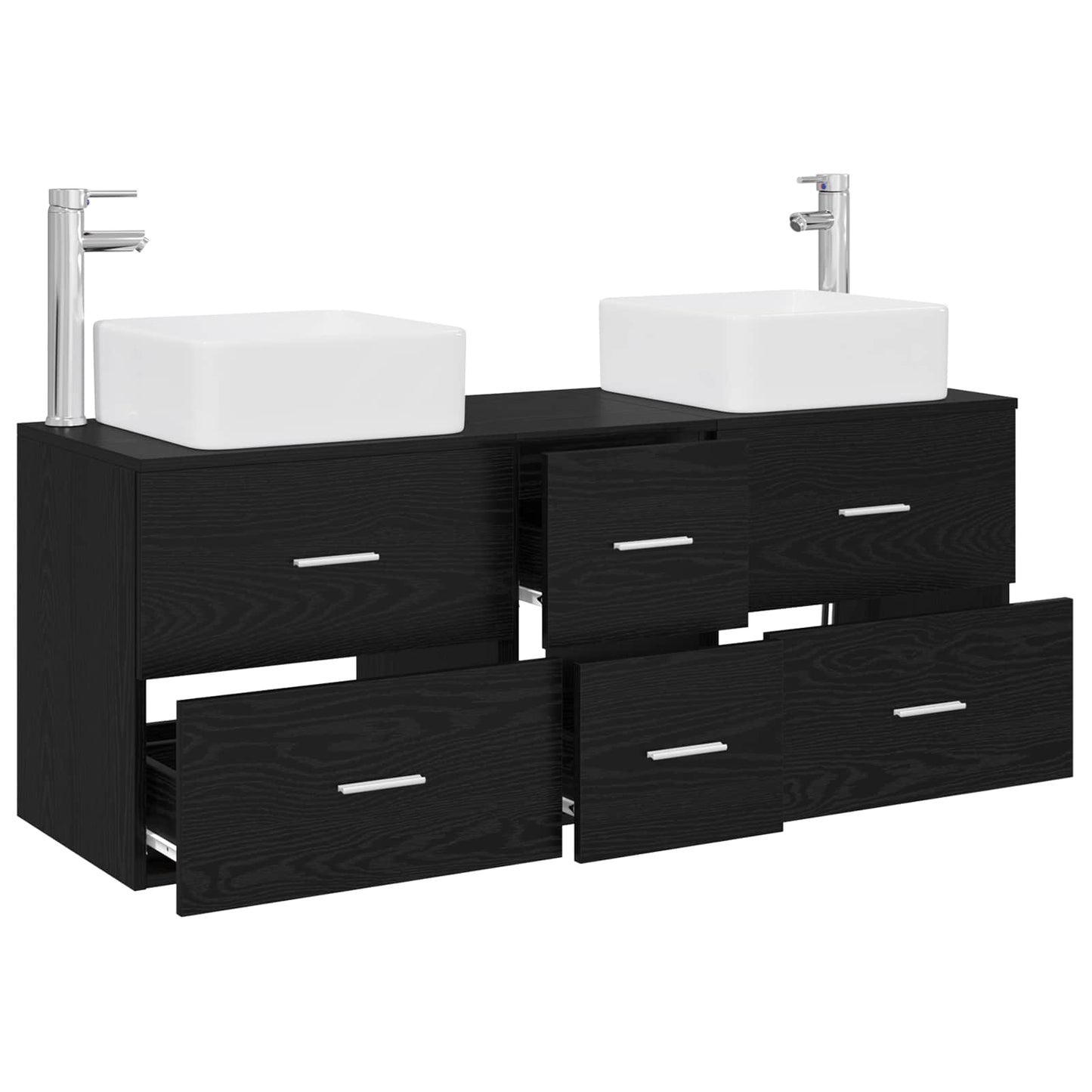 Baderomsskapsett 3 stk. Svart 49,5 x 41 x 63 cm Konstruert tre