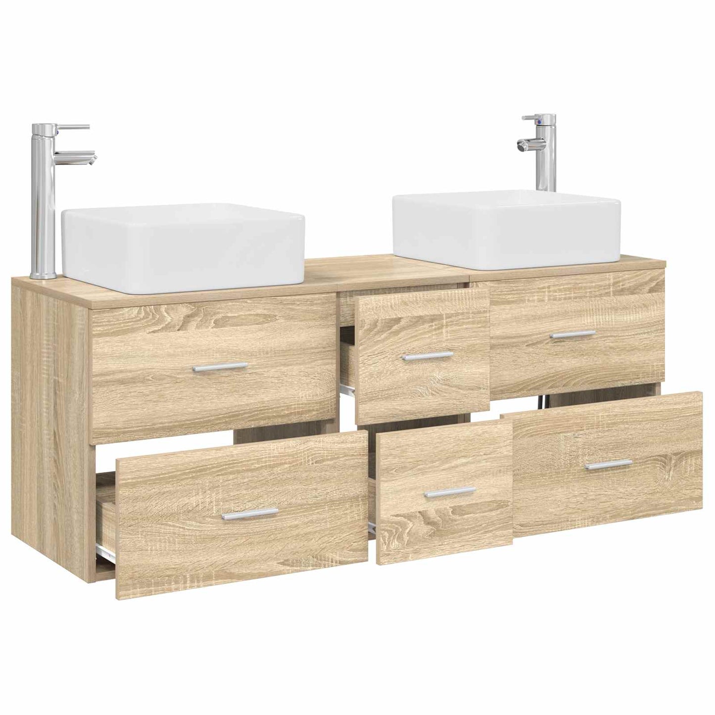Baderomsskapsett 3 stk. Sonoma eik 49,5 x 41 x 63 cm