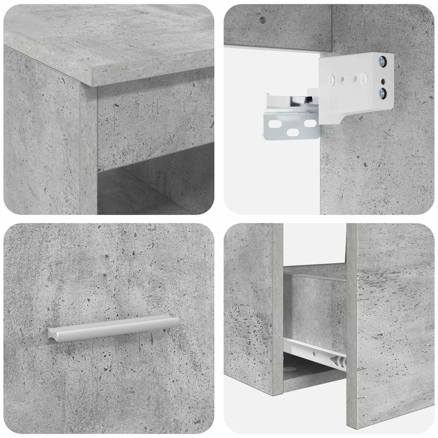 Baderomsskapsett 3 stk. Betonggrå 49,5 x 41 x 63 cm