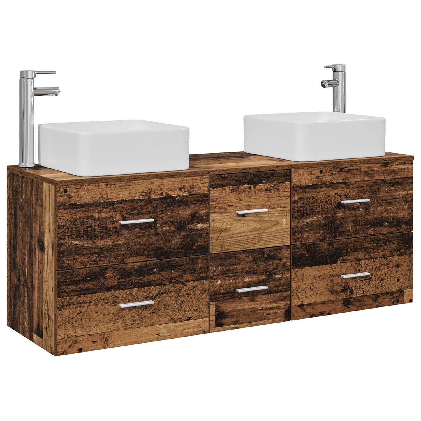 Baderomsskapsett 3 stk. Gammelt tre 49,5 x 41 x 63 cm