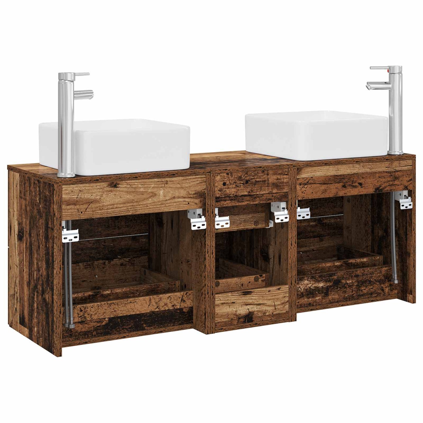 Baderomsskapsett 3 stk. Gammelt tre 49,5 x 41 x 63 cm