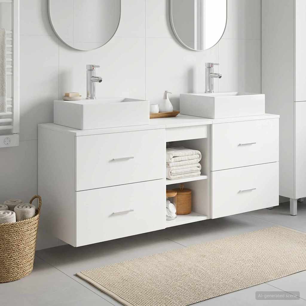Baderomsskapsett 3 stk. Hvit 49,5 x 41 x 62,5 cm Konstruert tre