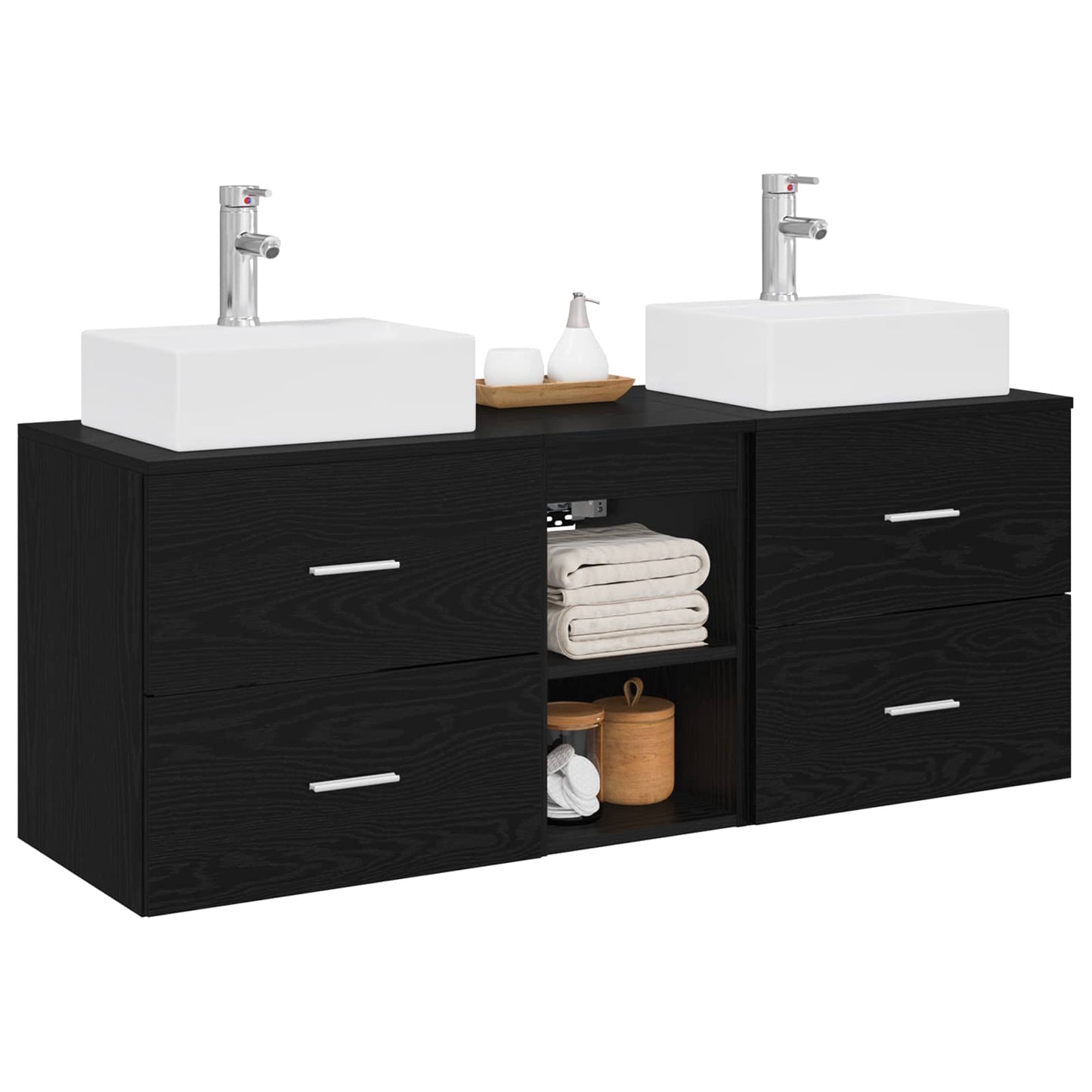 Baderomsskapsett 3 stk. Svart 49,5 x 41 x 62,5 cm