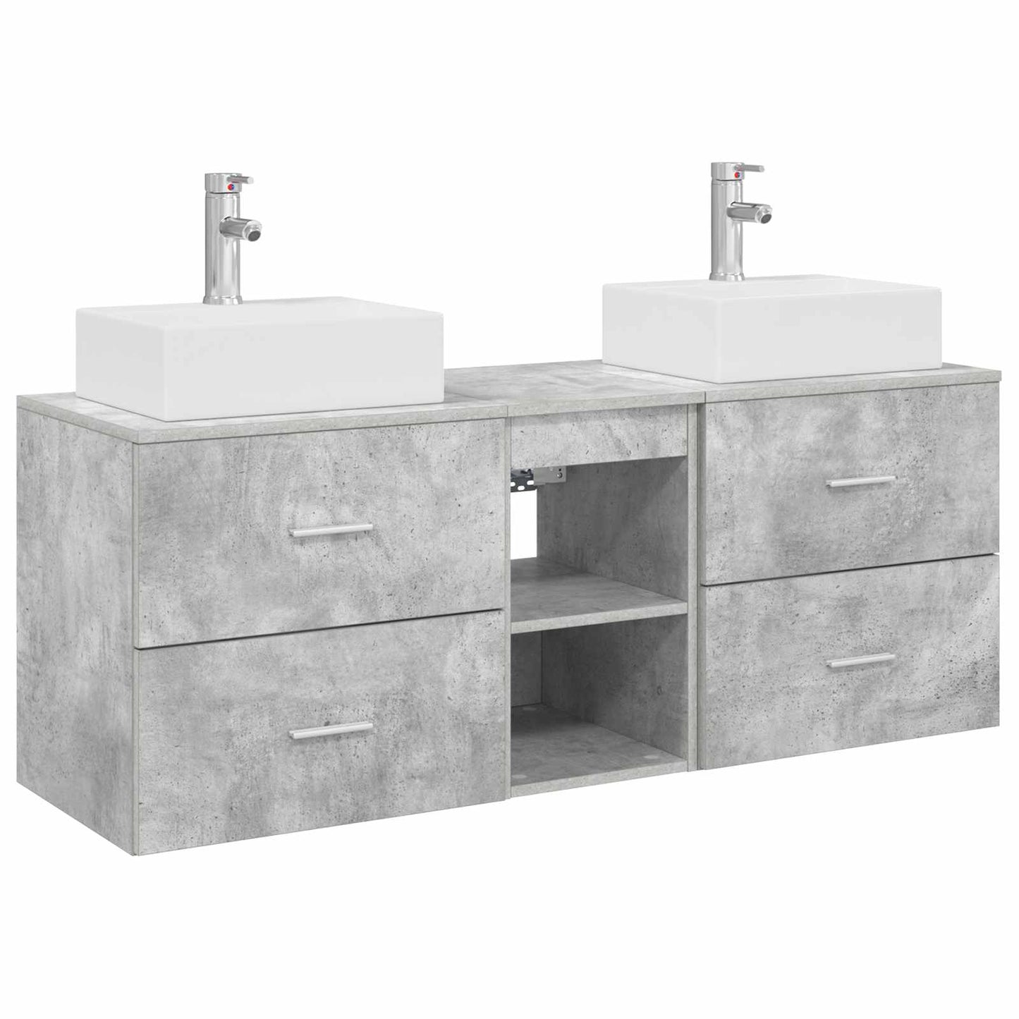 Baderomsskapsett 3 stk. Betonggrå 49,5 x 41 x 62,5 cm