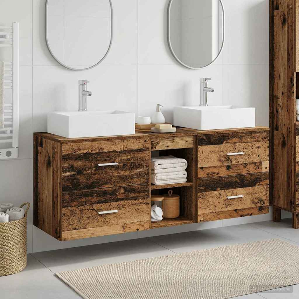 Baderomsskapsett 3 stk. Gammelt tre 49,5 x 41 x 62,5 cm