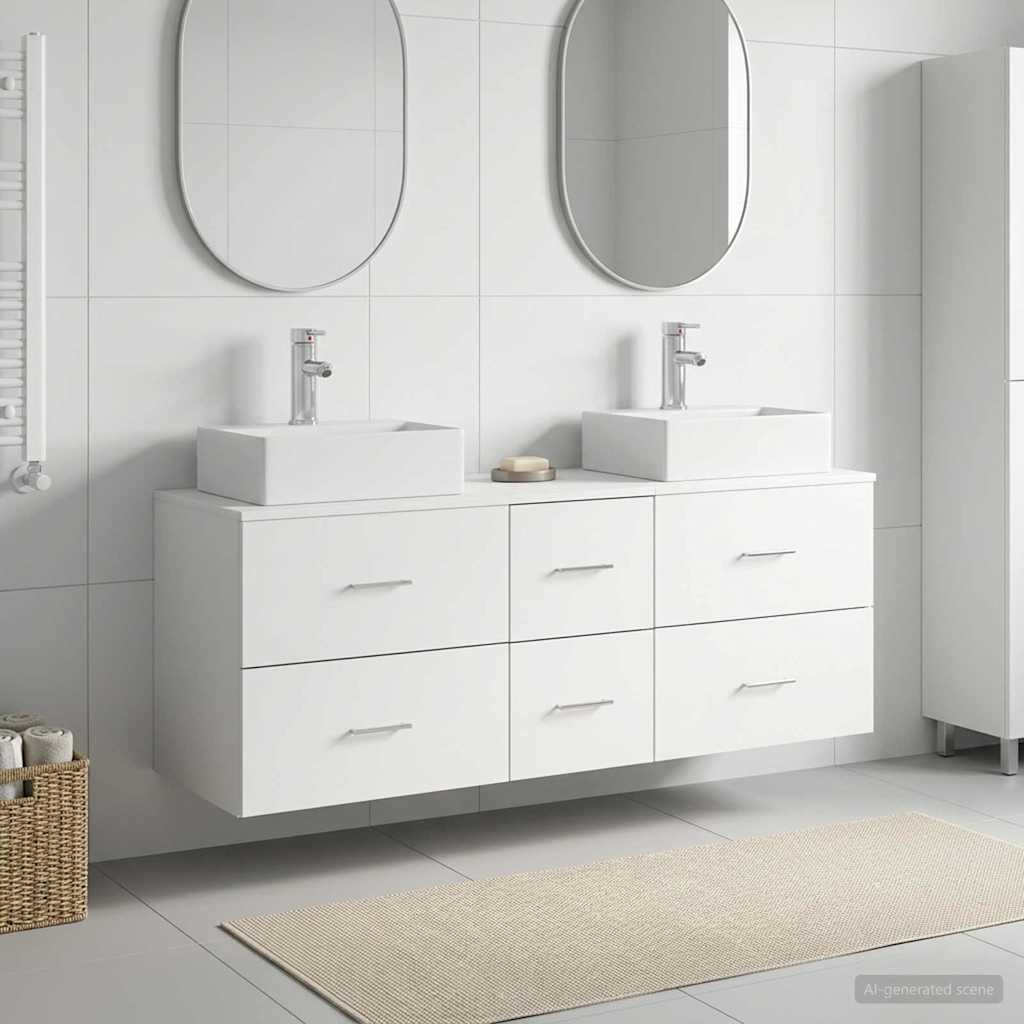 Baderomsskapsett 3 stk. Hvit 49,5 x 41 x 62,5 cm Konstruert tre