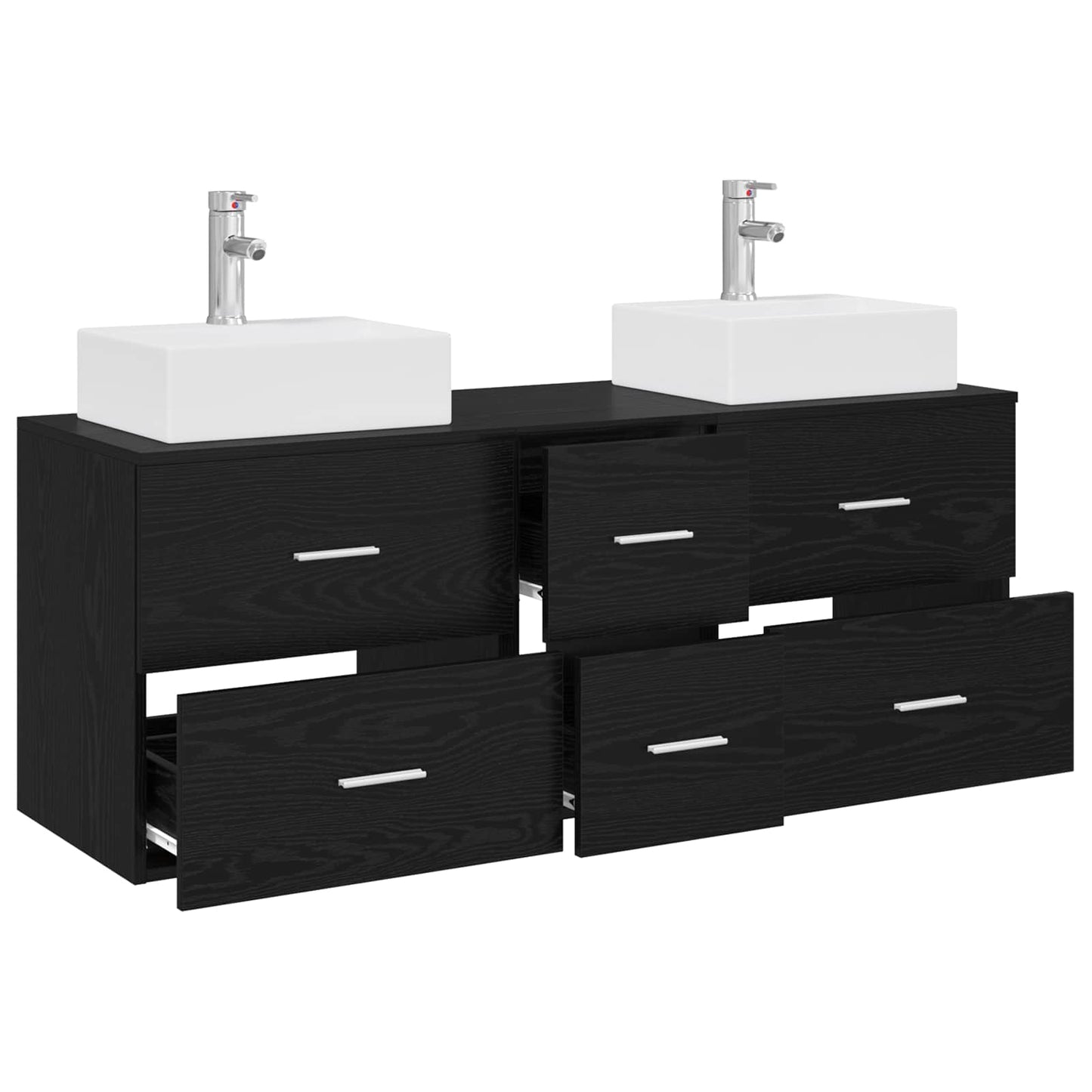 Baderomsskapsett 3 stk. Svart 49,5 x 41 x 62,5 cm