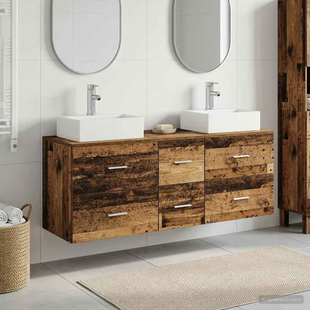 Baderomsskapsett 3 stk. Gammelt tre 49,5 x 41 x 62,5 cm