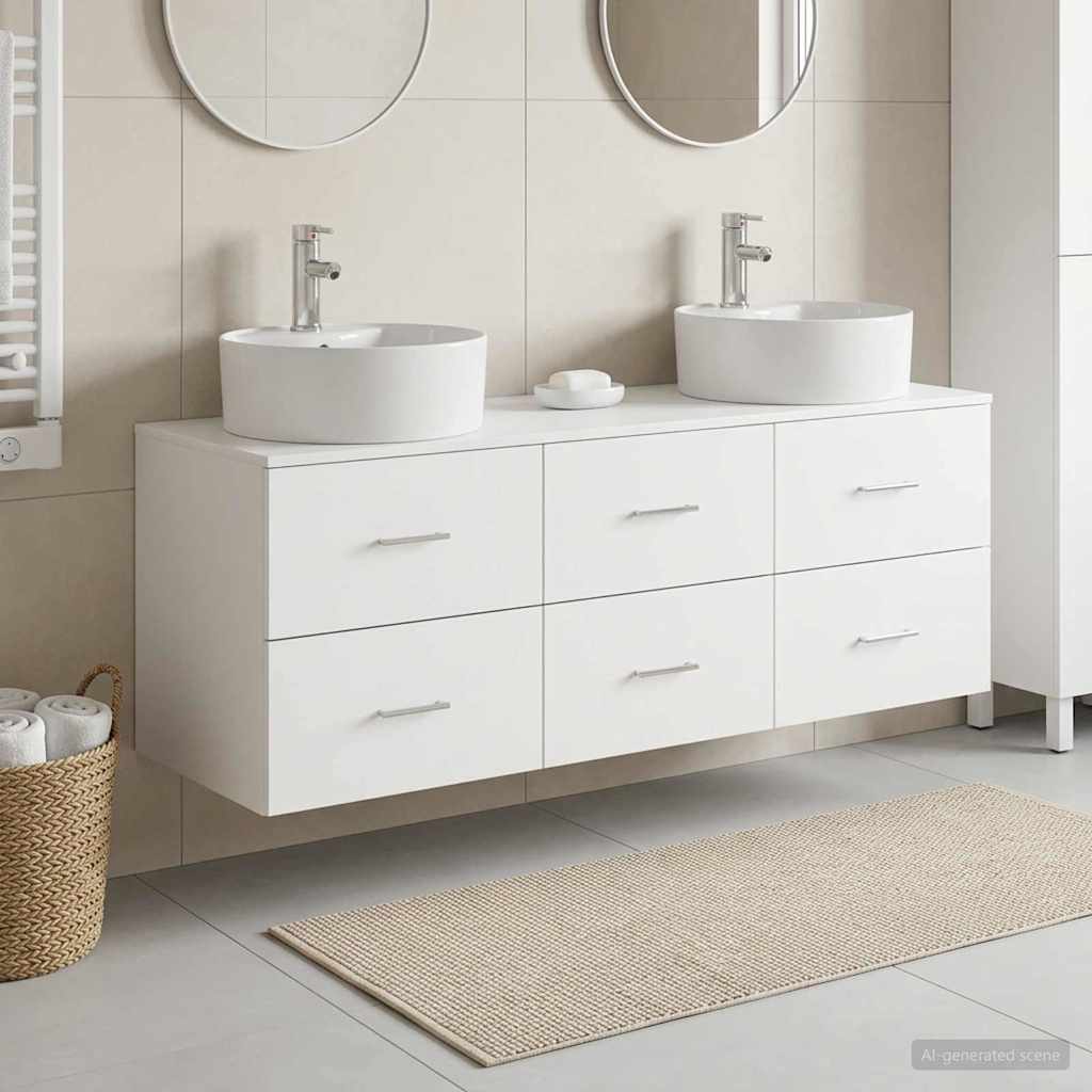 Baderomsskapsett 3 stk. Hvit 62,5 x 44,5 x 50 cm Konstruert tre