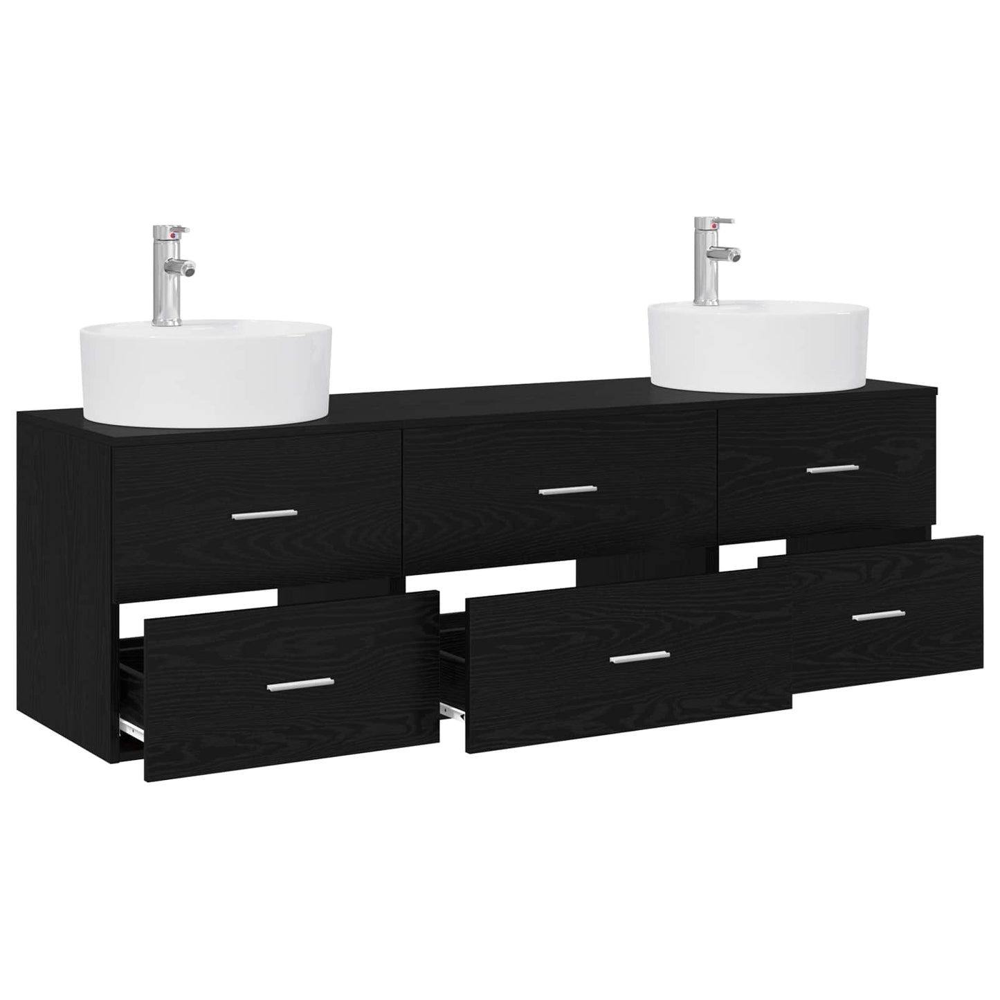 Baderomsskapsett 3 stk. Svart 62,5 x 44,5 x 50 cm