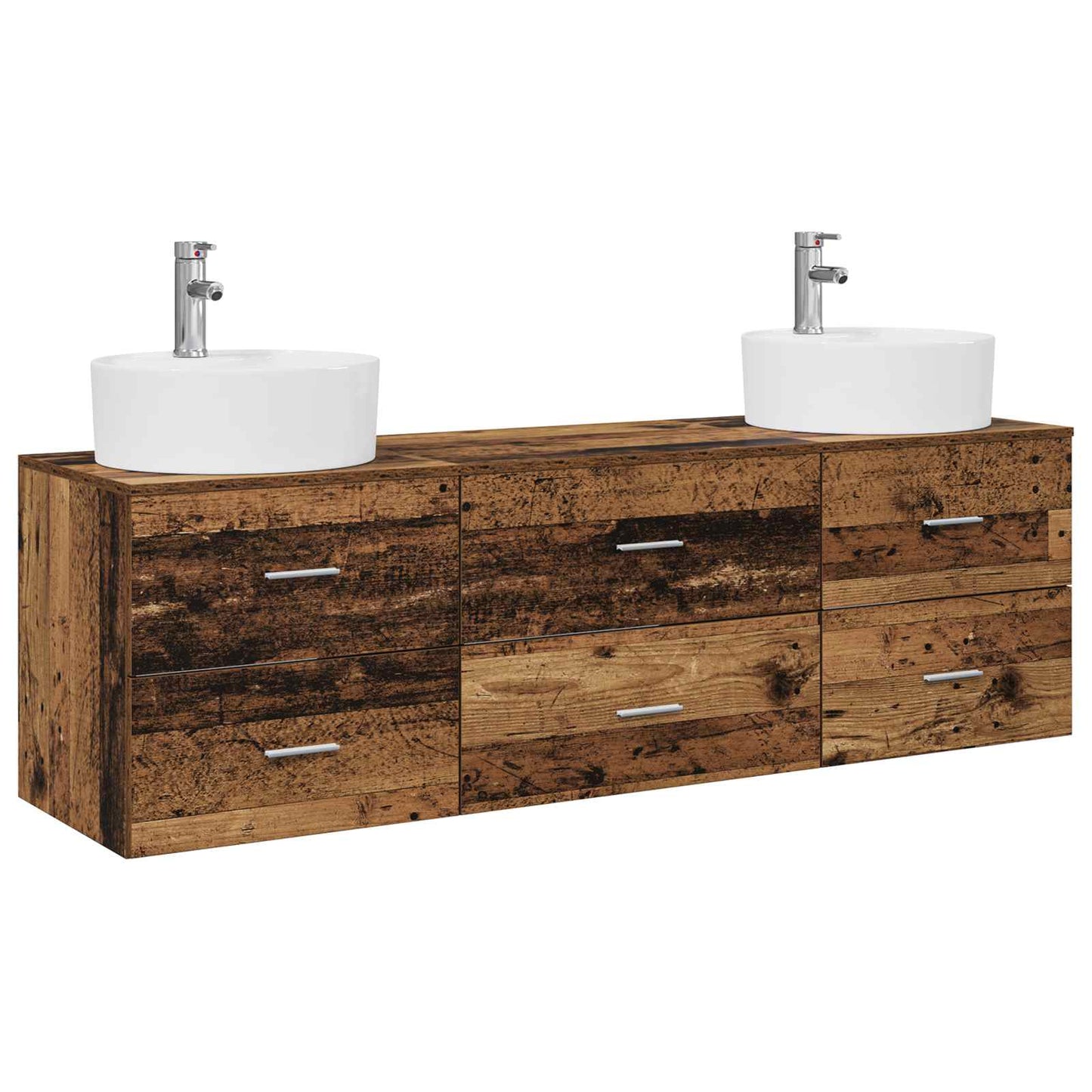 Baderomsskapsett 3 stk. Gammelt tre 62,5 x 44,5 x 50 cm