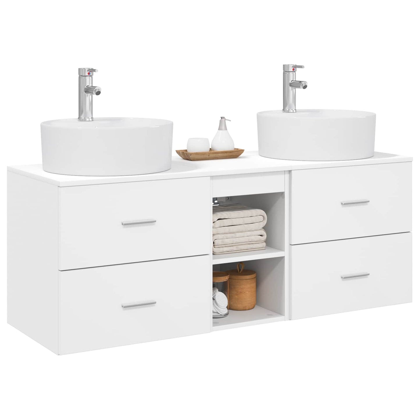 Baderomsskapsett 3 stk. Hvit 49,5 x 44,5 x 65 cm Konstruert tre